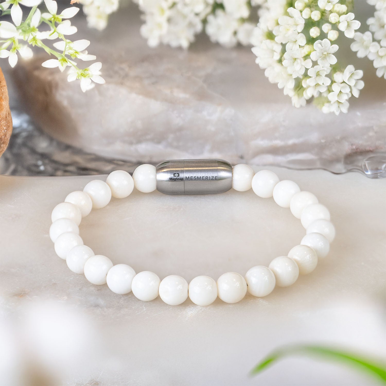 Tranquil White Coral Bracelet Natural Stone Bracelet With MagSnap2