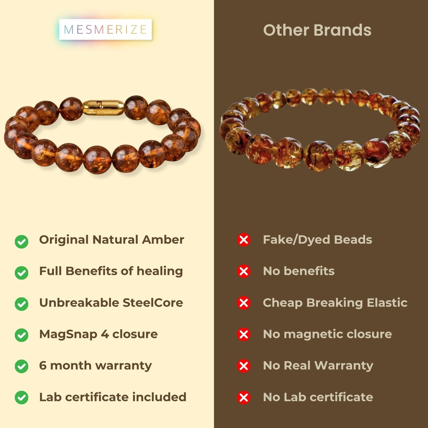 Celestial Warmth Amber (Kahruwa) Natural Stone Bracelet with Magsnap2