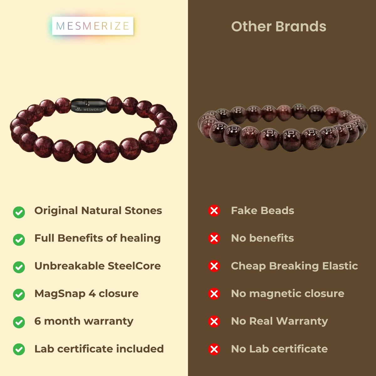Energizing Garnet Natural Stone Bracelet with Magsnap 2