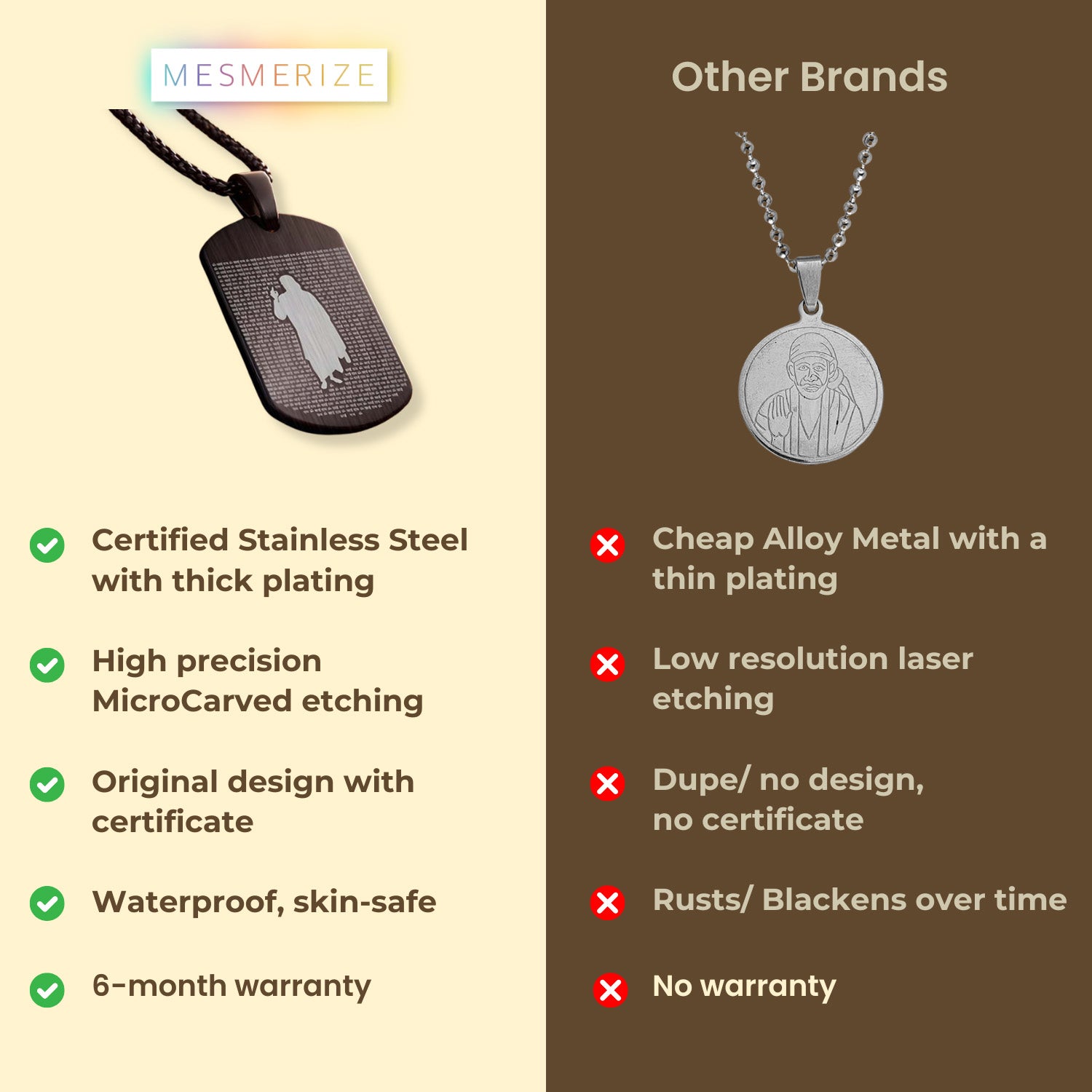 Om Sai Ram MicroCarved Tag Necklace Gold