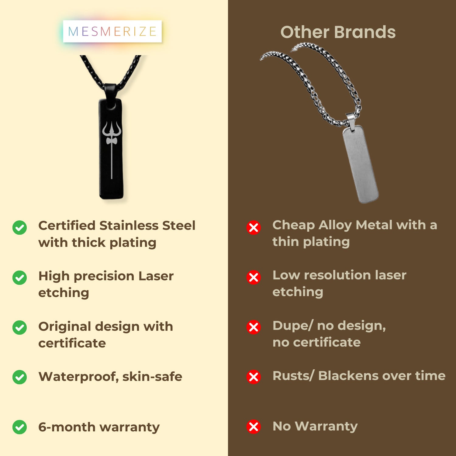 Black Shiv Trishul Spiritual Mini Bar Necklace