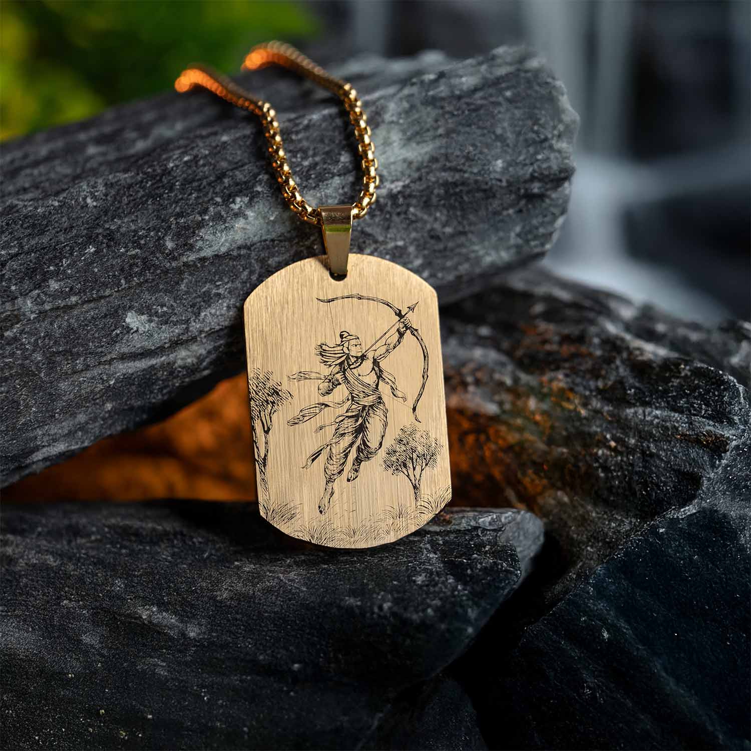 Virtuous Ram Godform Gold Tag Necklace