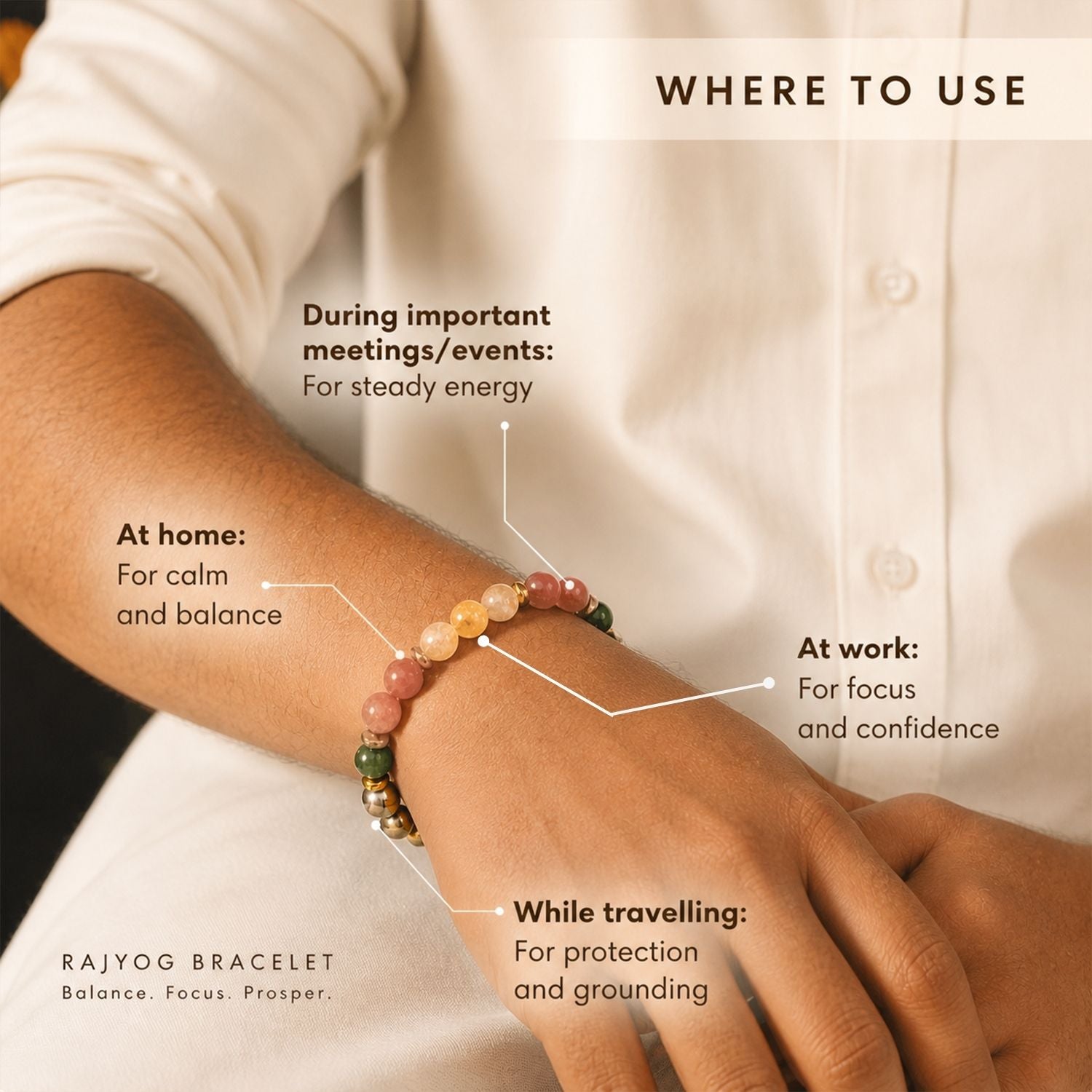 Rajyog Natural Stone Bracelet Elastic