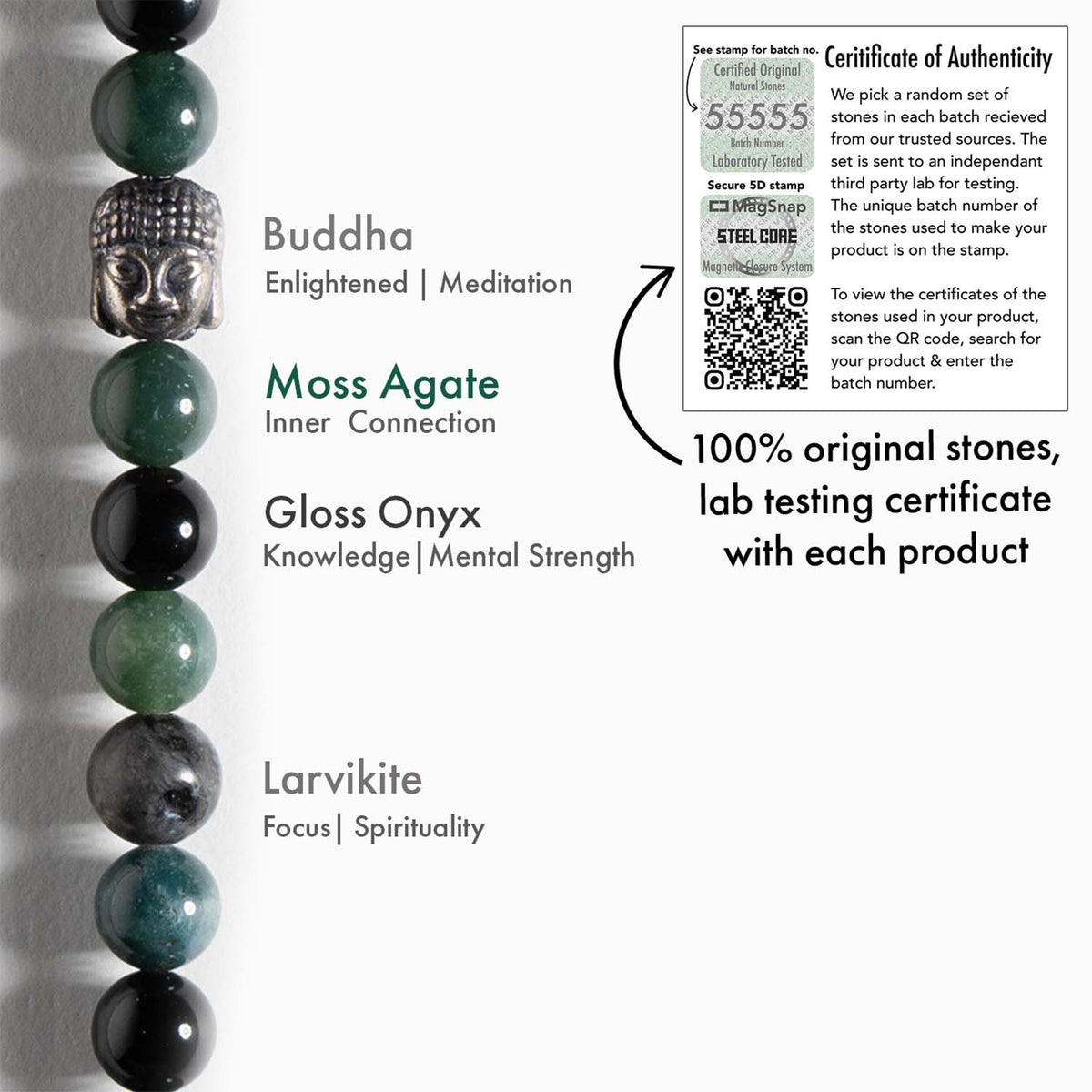 Zen Moss Agate Natural Stone Buddha Bracelet 2