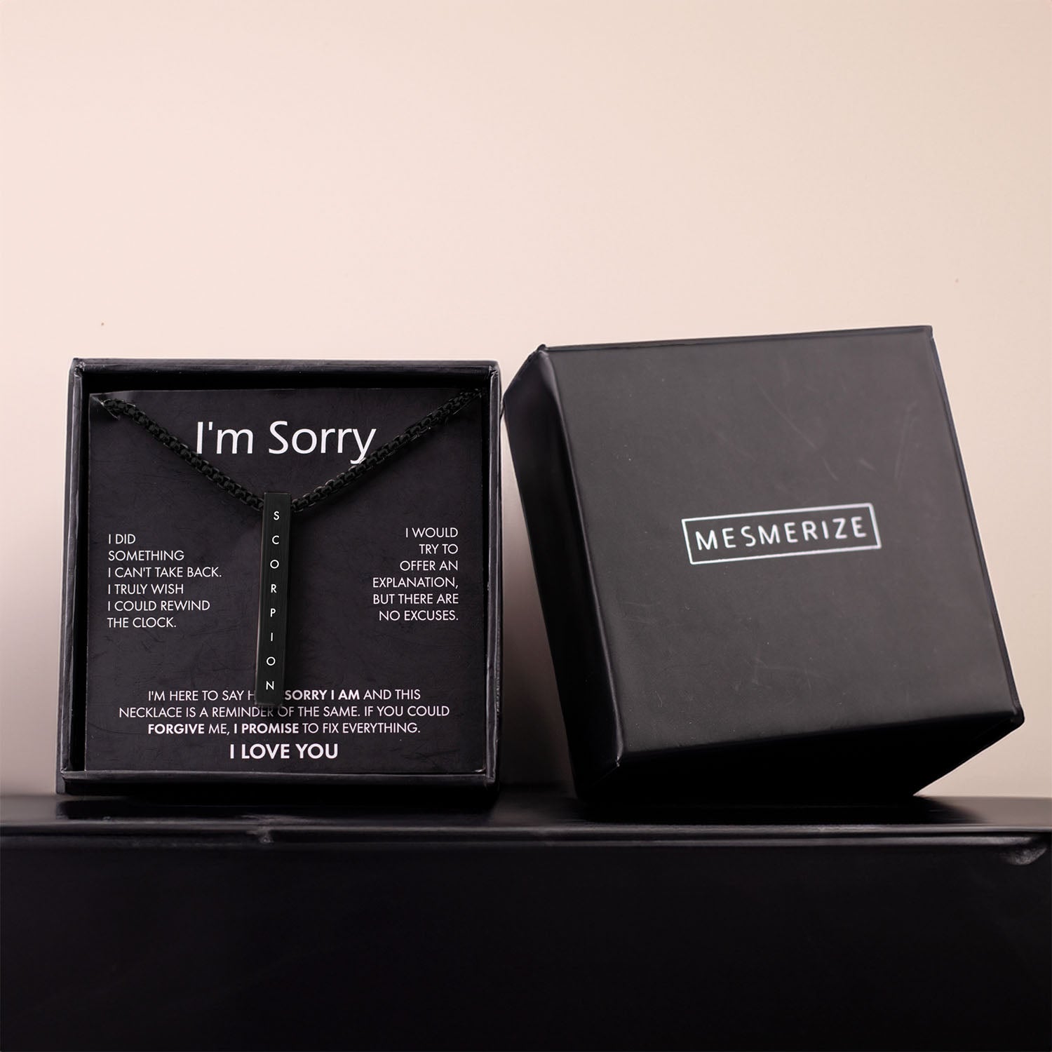 Personalised Bar Necklace Black