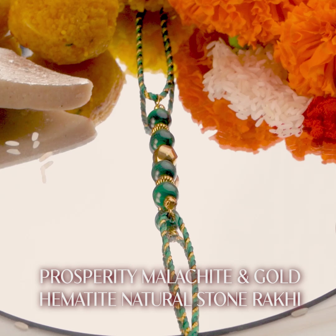 Prosperity Malachite & Gold Hematite Rakhi
