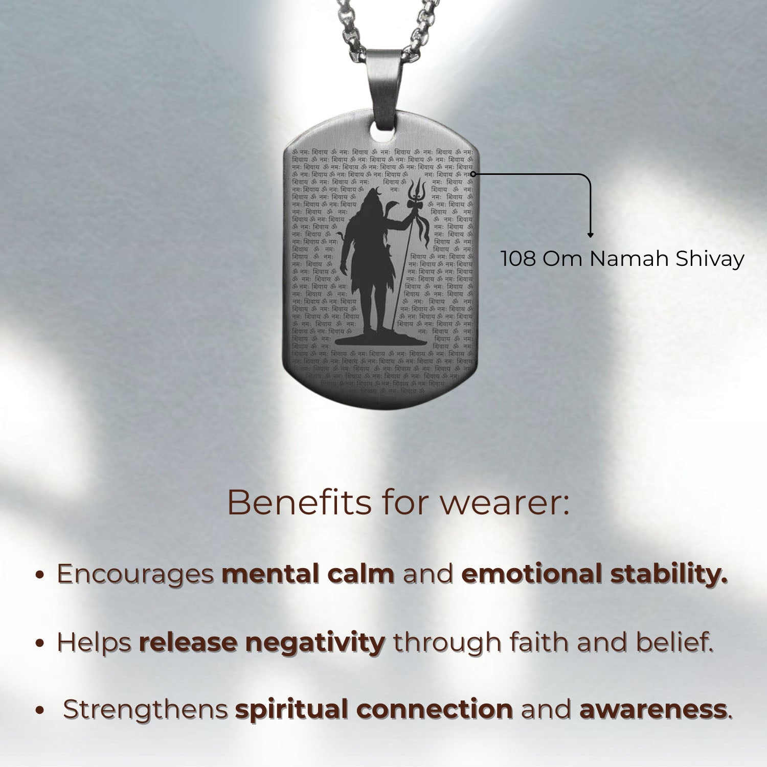 108 times Om Namah Shivay Tag Necklace Gold