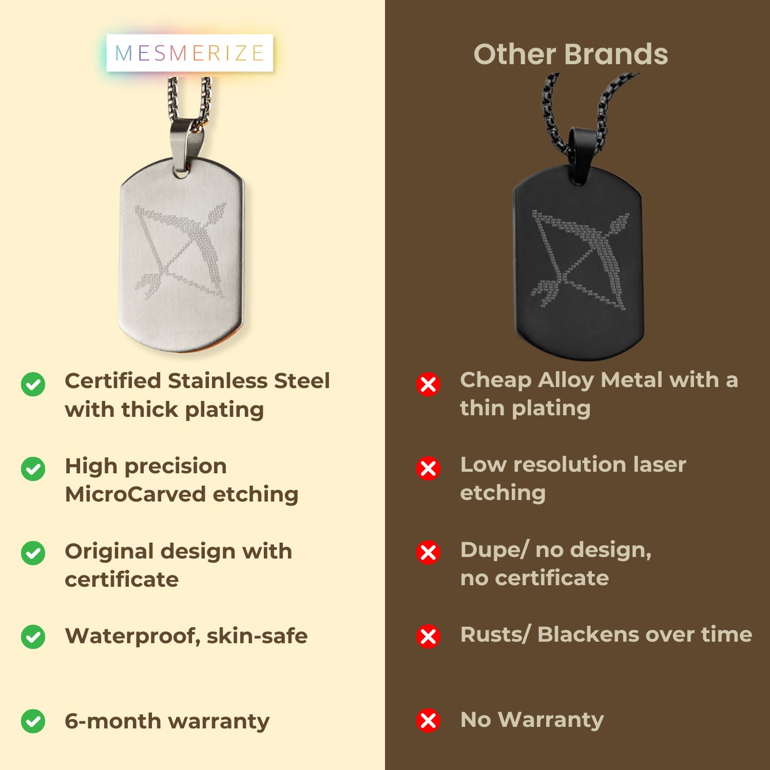 Ram Baan MicroCarved Tag Necklace Gold