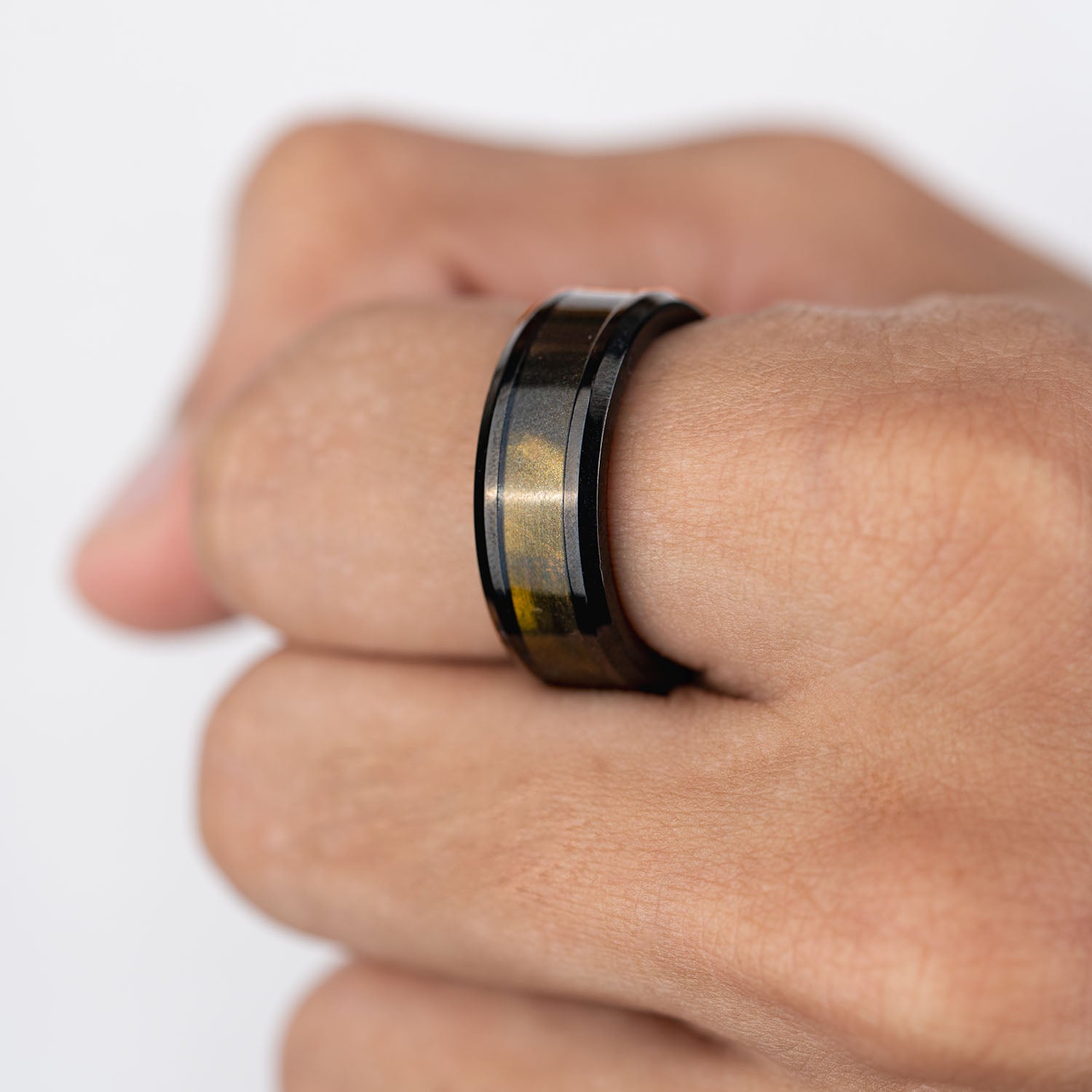 M Premium Jewellery Black Antique Gold Ring