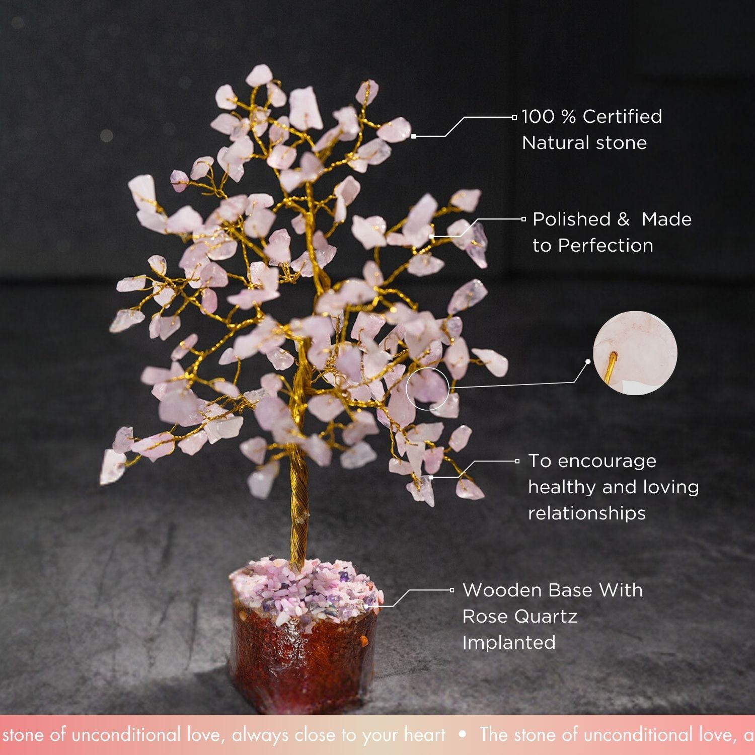 Natural Stone Tree Rose Quartz Natural Stone Tree