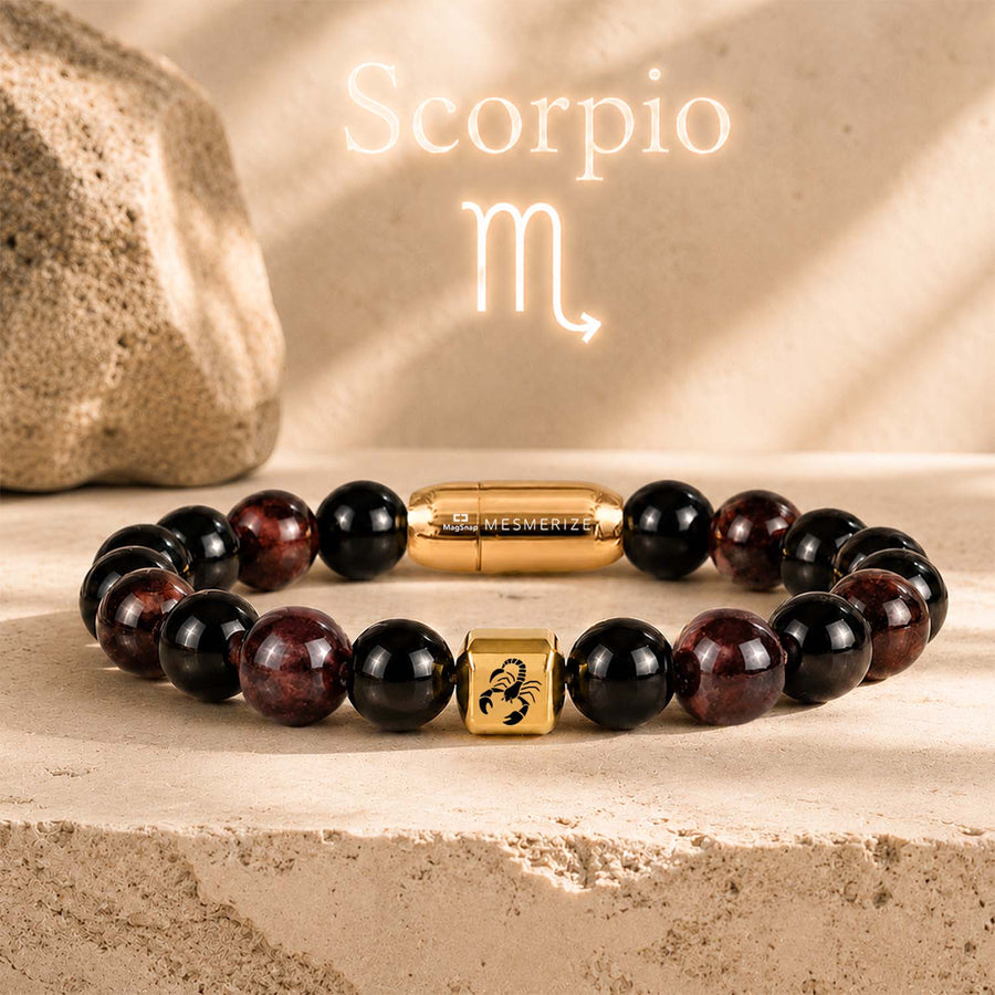 Scorpio (Vrishchik) Zodiac Stone Bracelet with MagSnap
