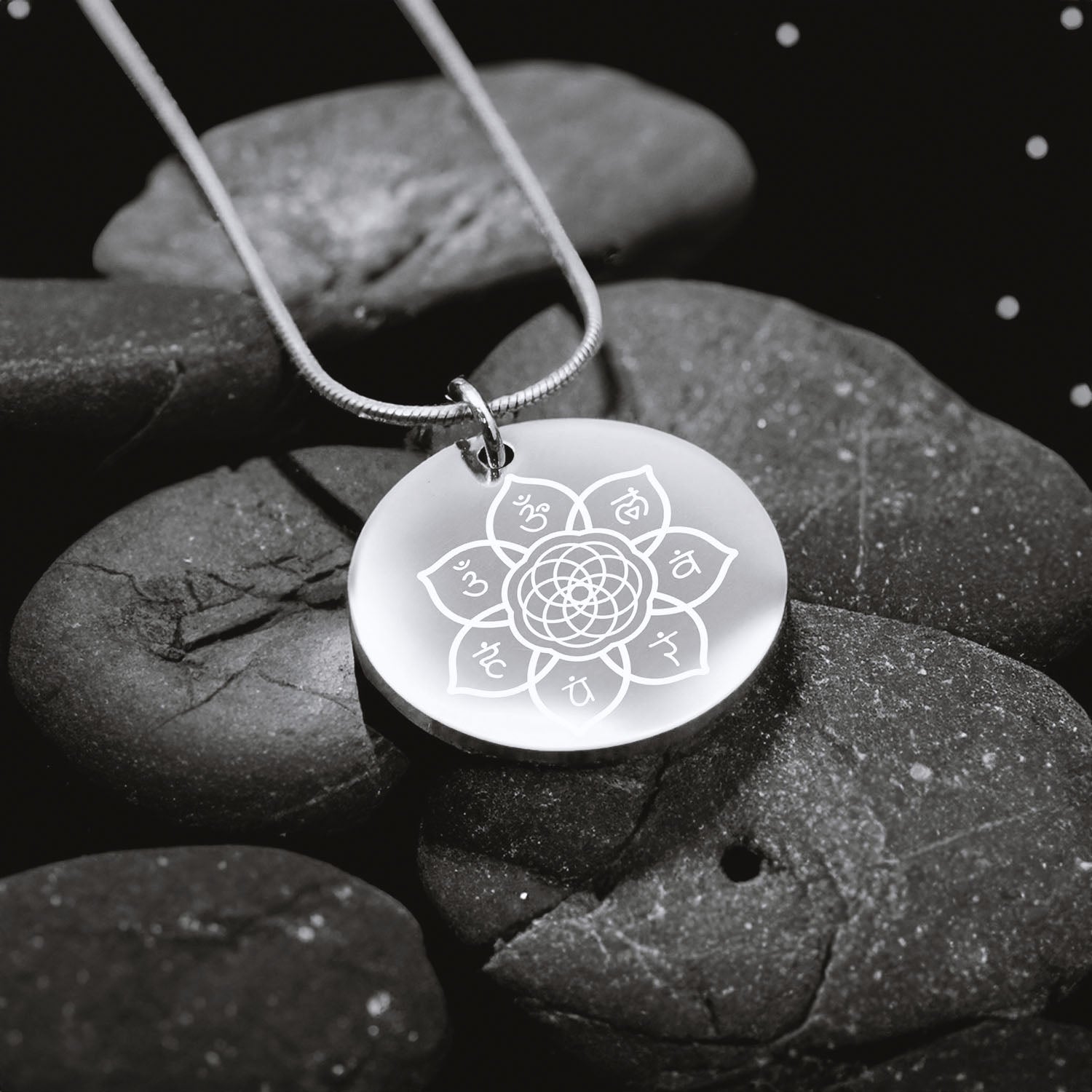 Balance 7 Chakra Circle  Silver Necklace