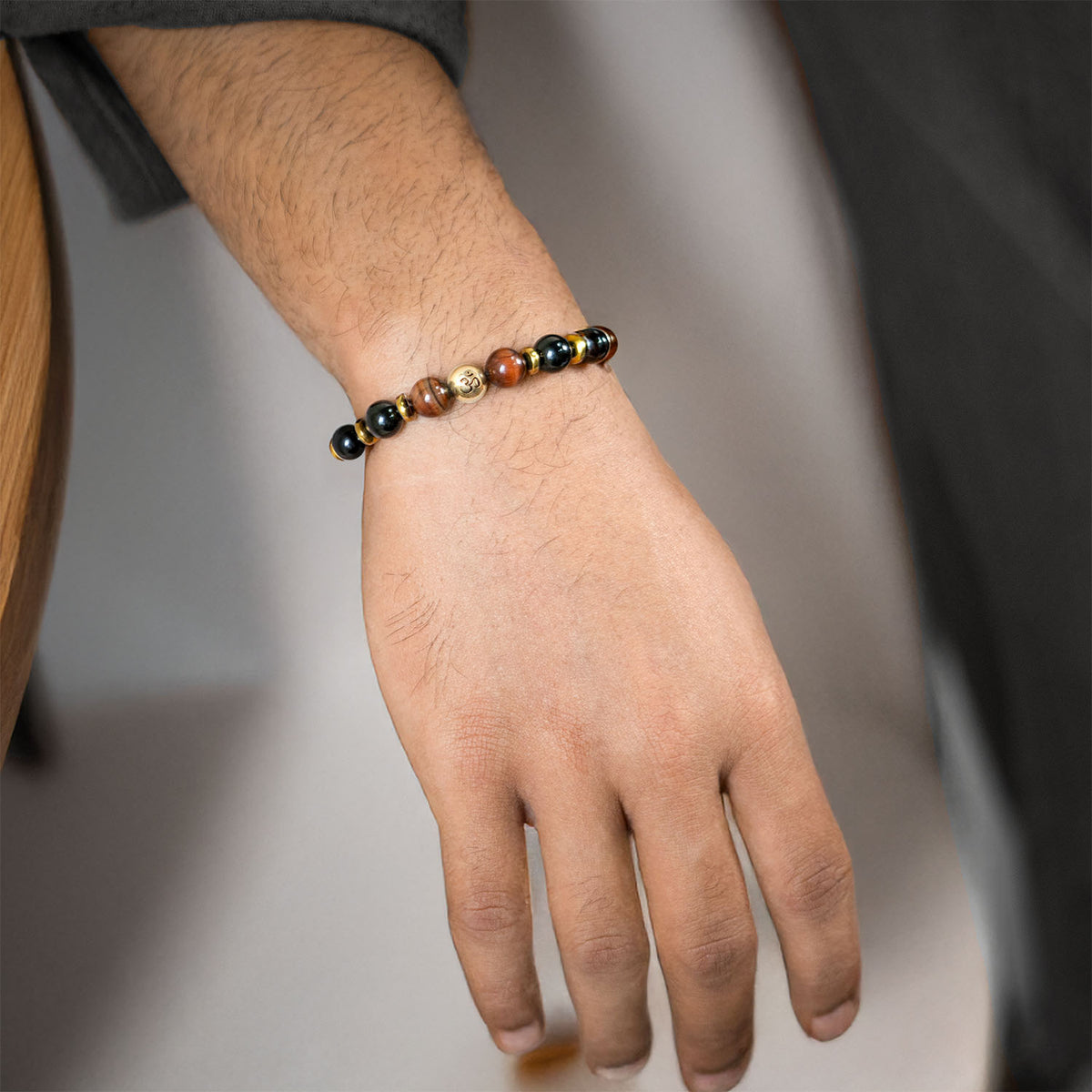 925 Sterling Silver Sacred Om Natural Stone Bracelet with MagSnap 2