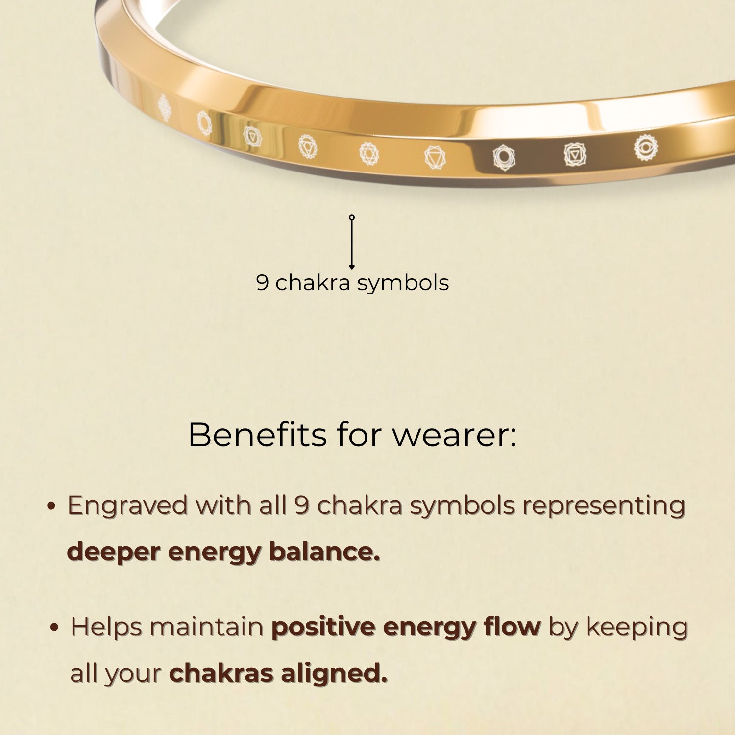 9 Chakra MicroCarved Round Kada Black