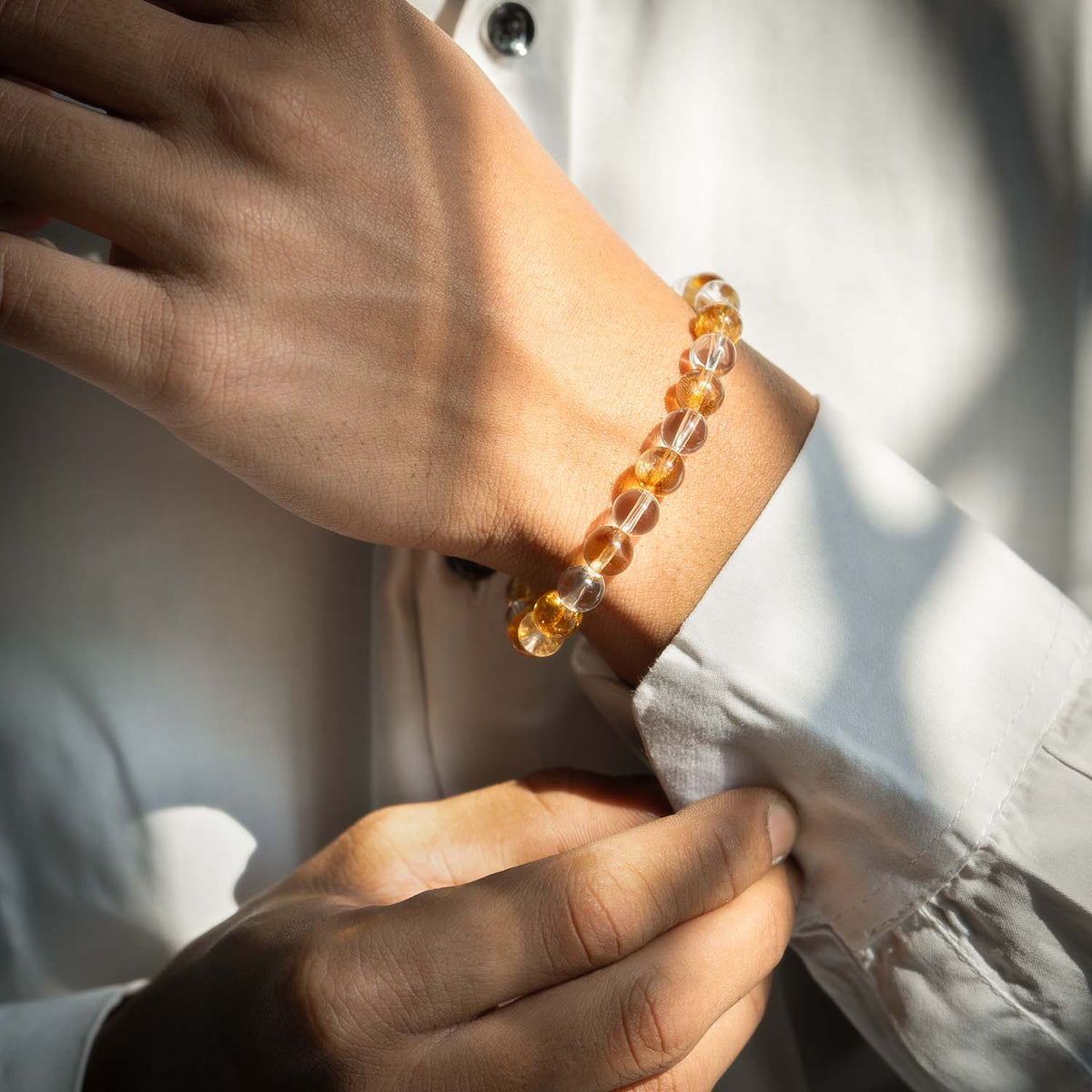 Abundance Citrine and Clear Quartz Natural Stone Bracelet 2