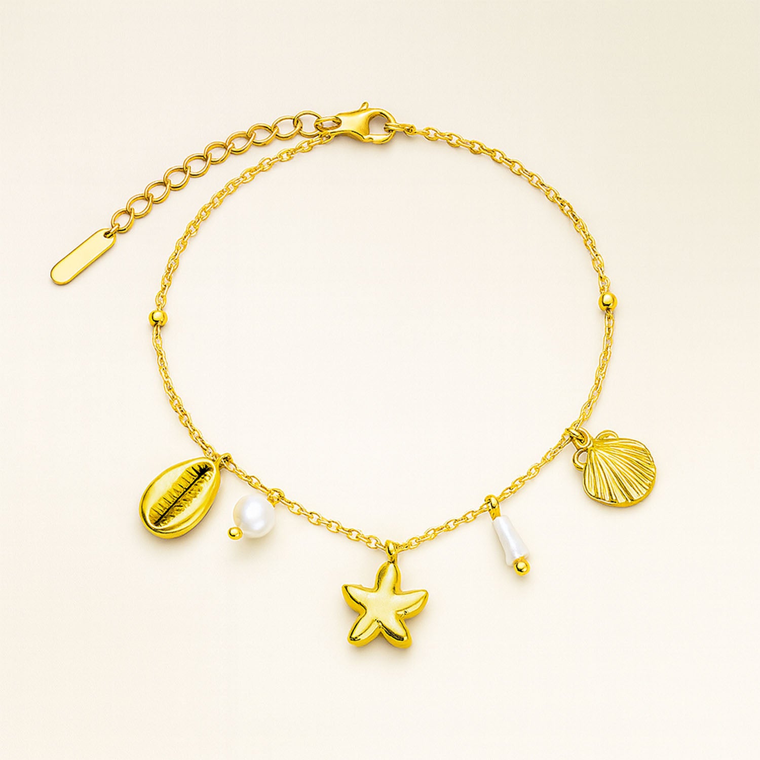 Amoura Dainty Gold Ocean Charms Adjustable Bracelet