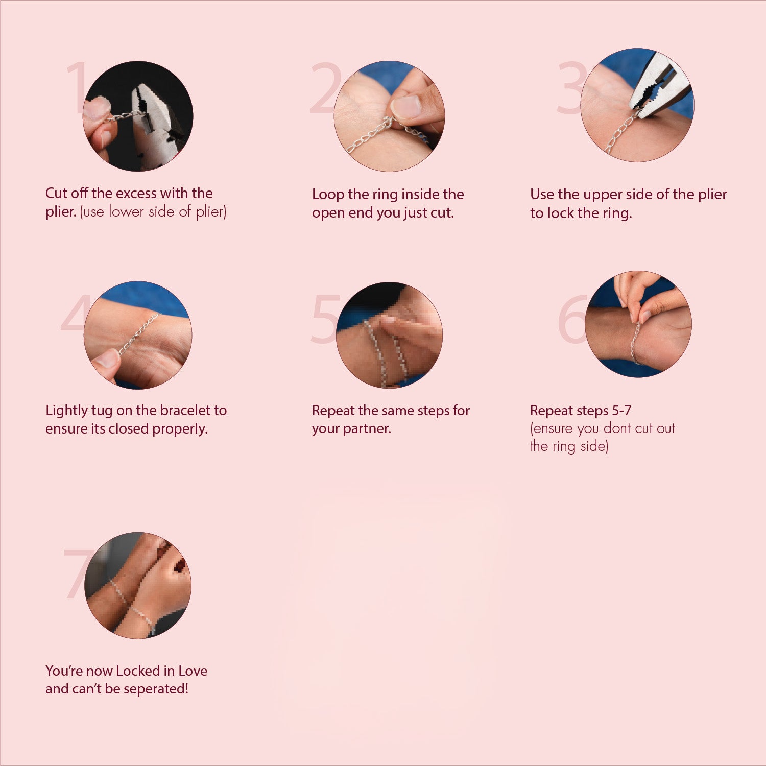 Love Locked Permanent Couple Bracelet Kit Silver