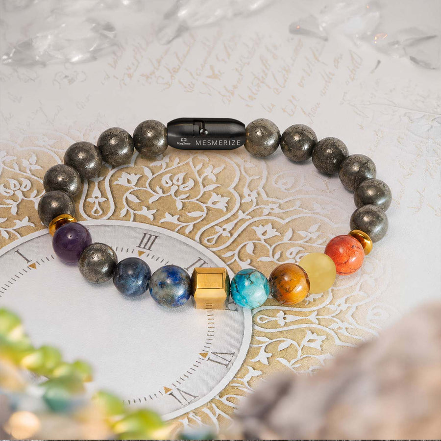 Personalised Money Magnet Pyrite 9 Chakra Natural Stone Bracelet With Magsnap 4