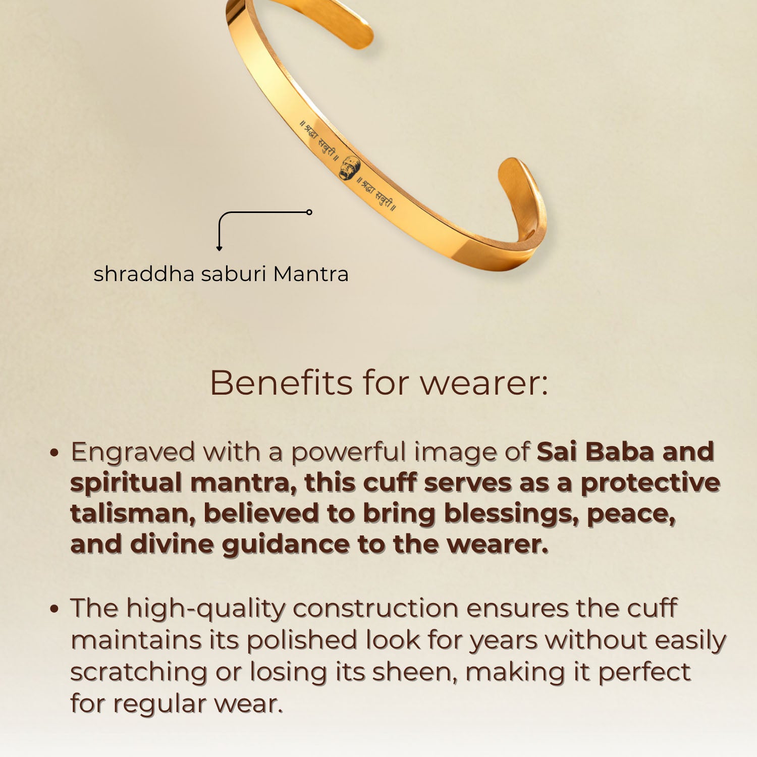 Sai Baba Gloss Cuff Adjustable Bracelet Black