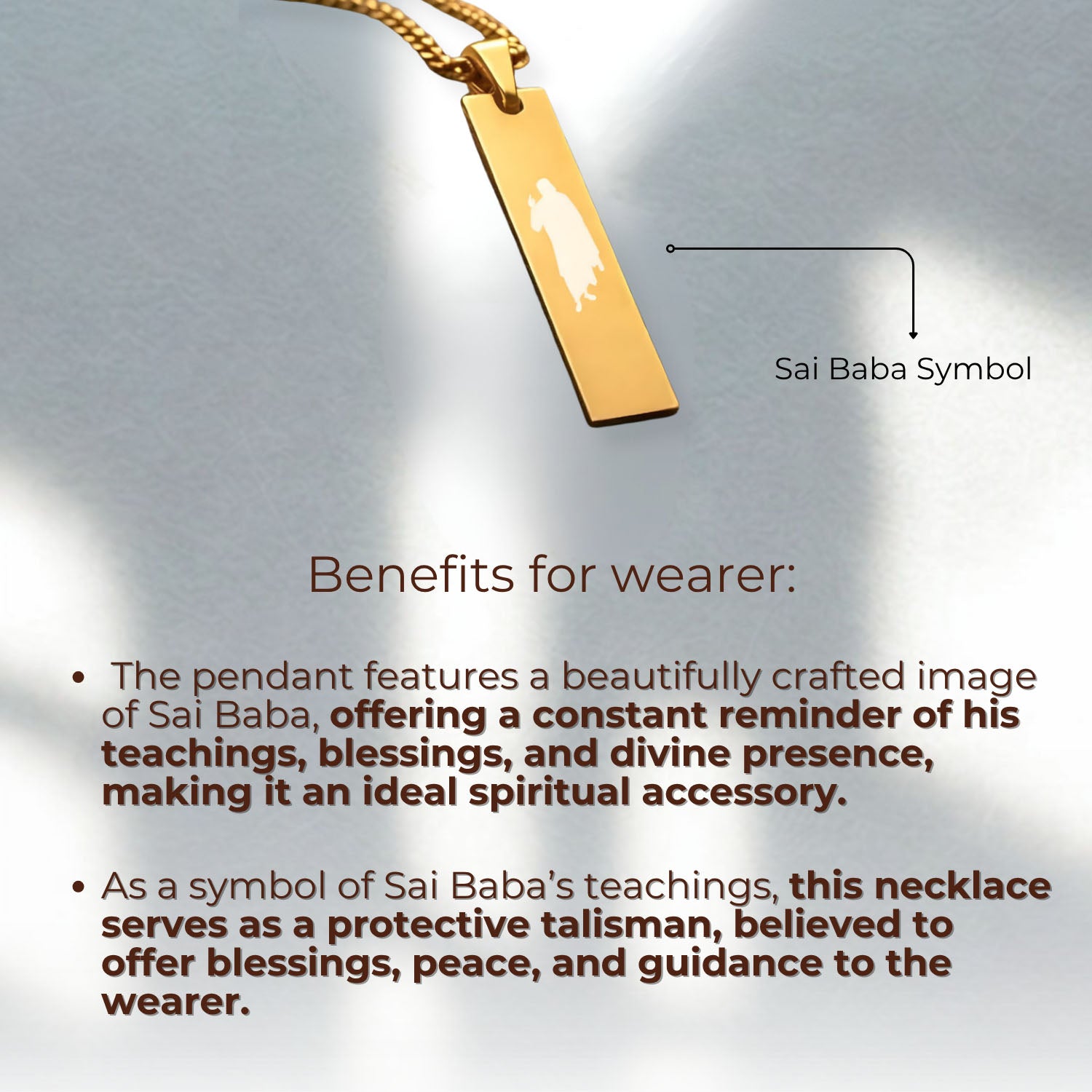 Sai Baba Mini Tag Necklace Black