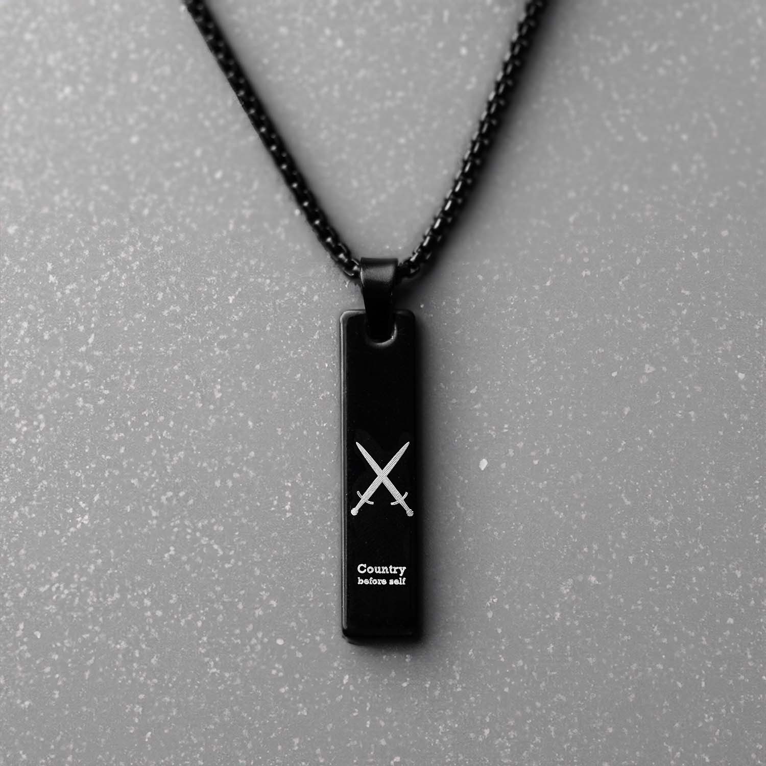 Black Army Combat Mini Bar Necklace