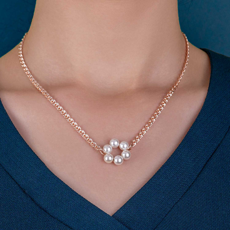Helena Rose Gold Shell Pearl Necklace