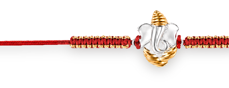 Ganesha Pure Silver Plated Rakhi