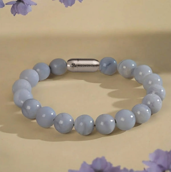 Gentle Blue Lace Agate Natural Stone Bracelet With MagSnap 2