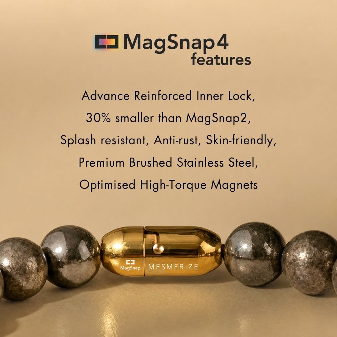 Non Personalised Money Magnet Pyrite 7 Chakra Natural Stone Bracelet With Magsnap2