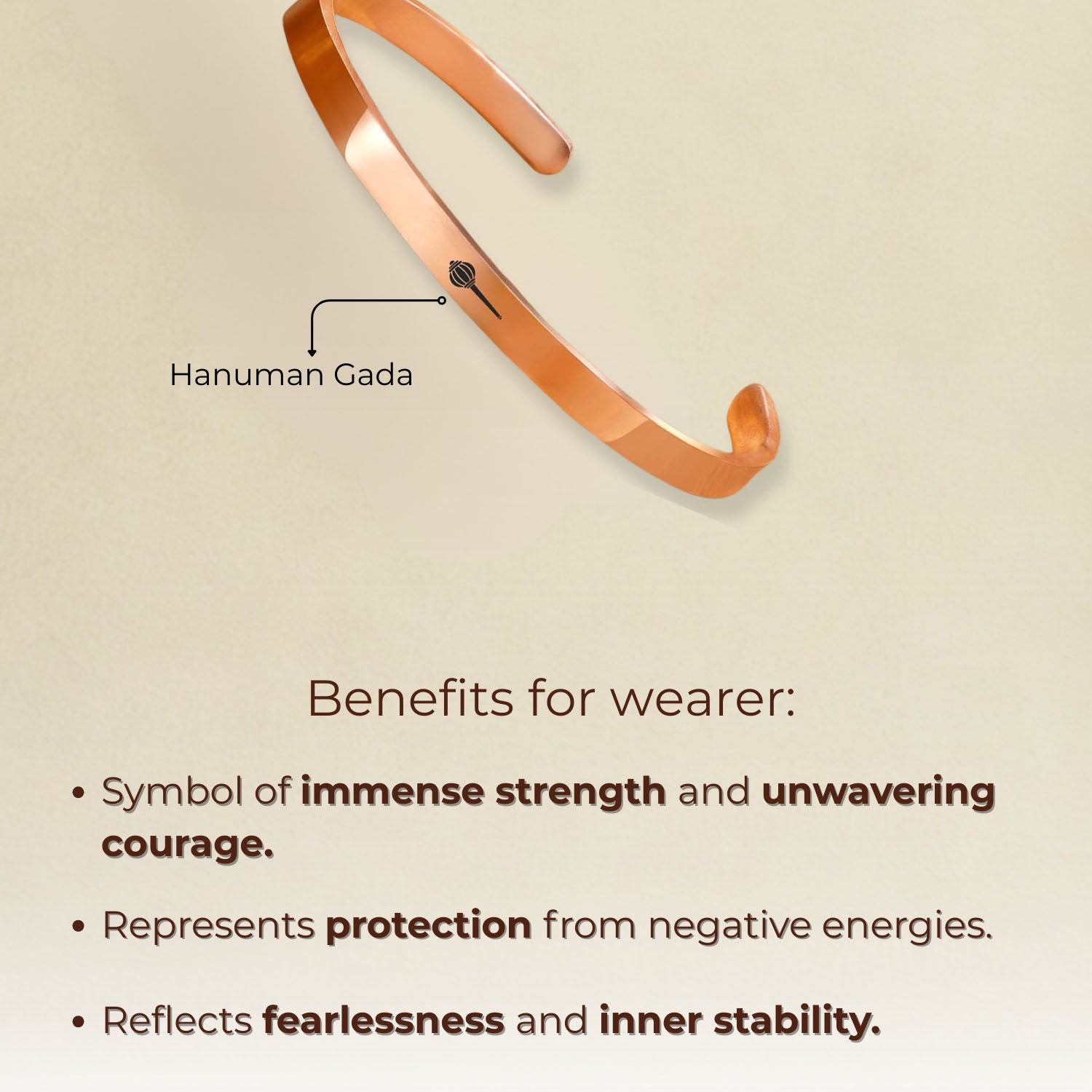 Hanuman Gada Gloss Cuff Adjustable Bracelet Black