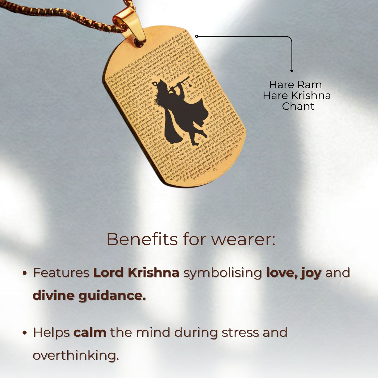 Hare Krishna Tag Necklace Silver