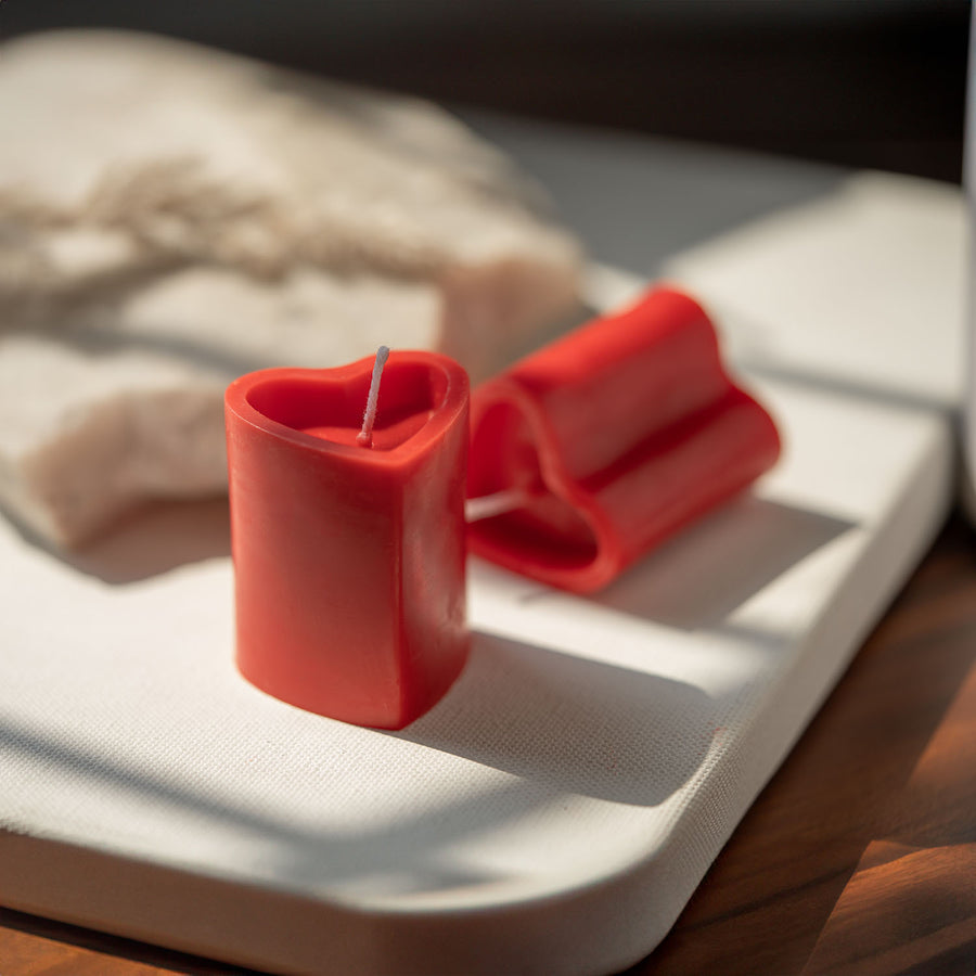Rose Scented Heart Pillar Candle (Pack of 2)