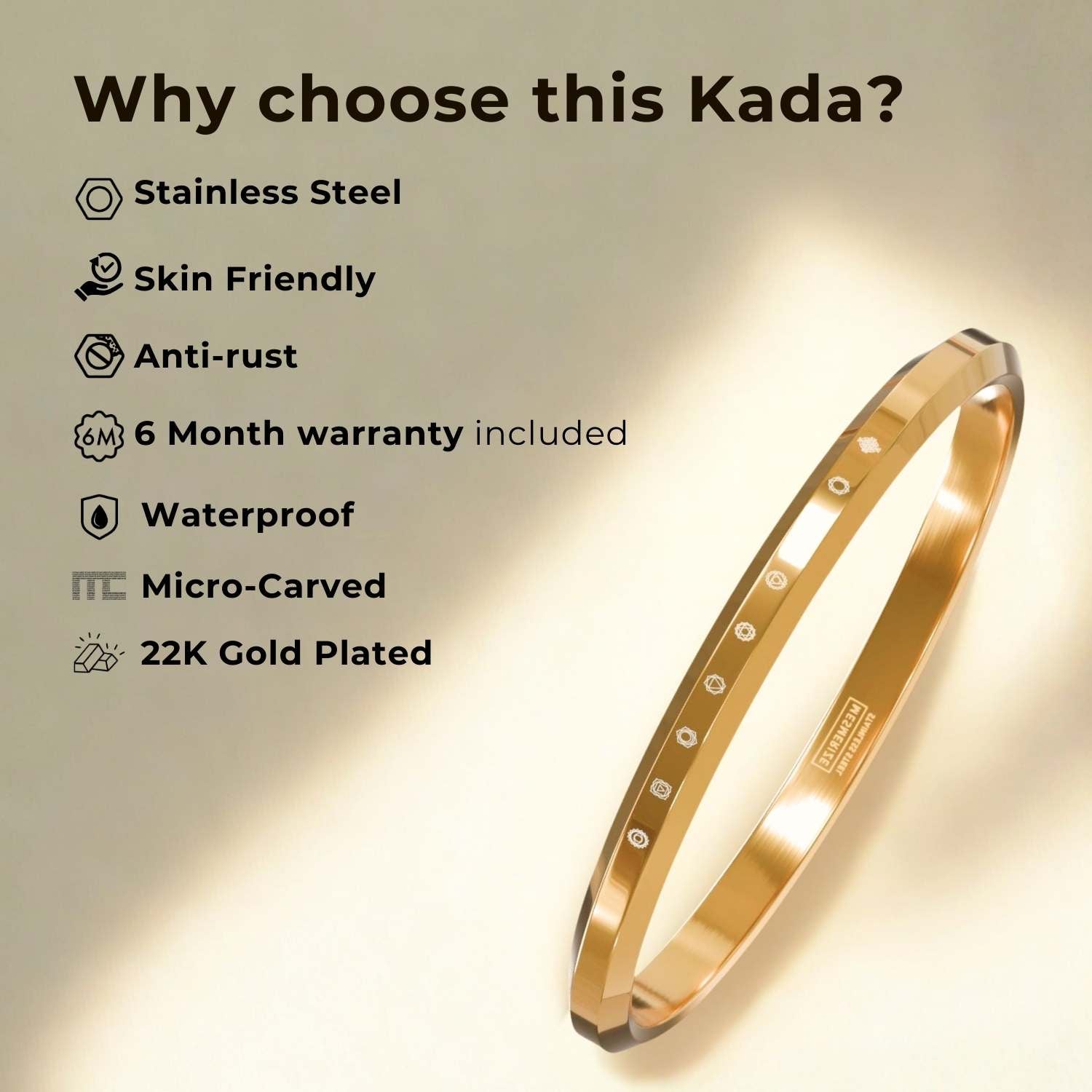 Hathi Godha Palki Krishna MicroCarved Round Kada Gold