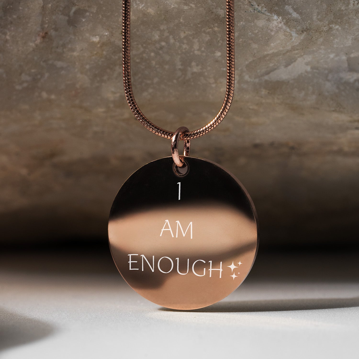 I AM ENOUGH Circle Necklace Rose Gold