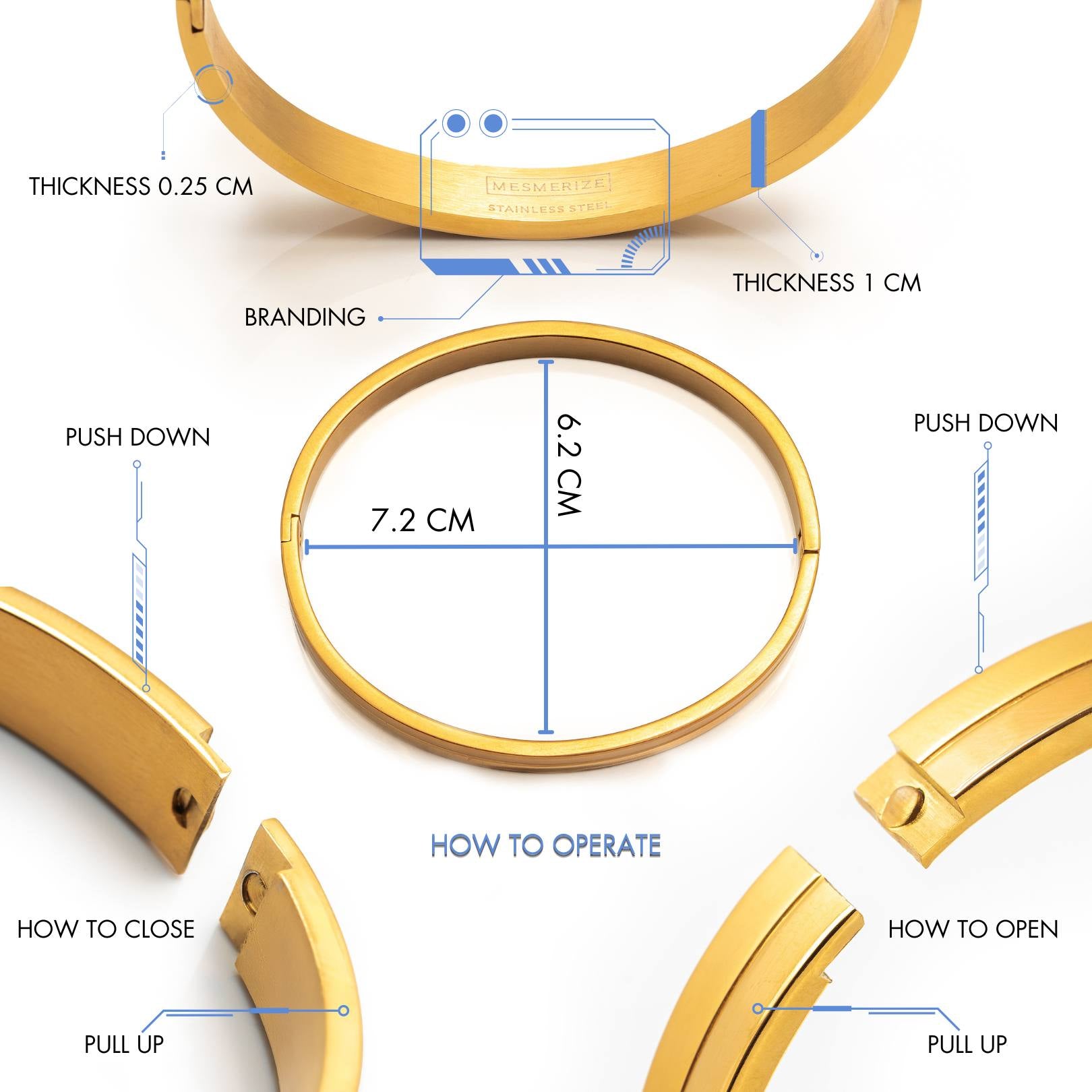 7 Chakra Kada Bracelet Gold