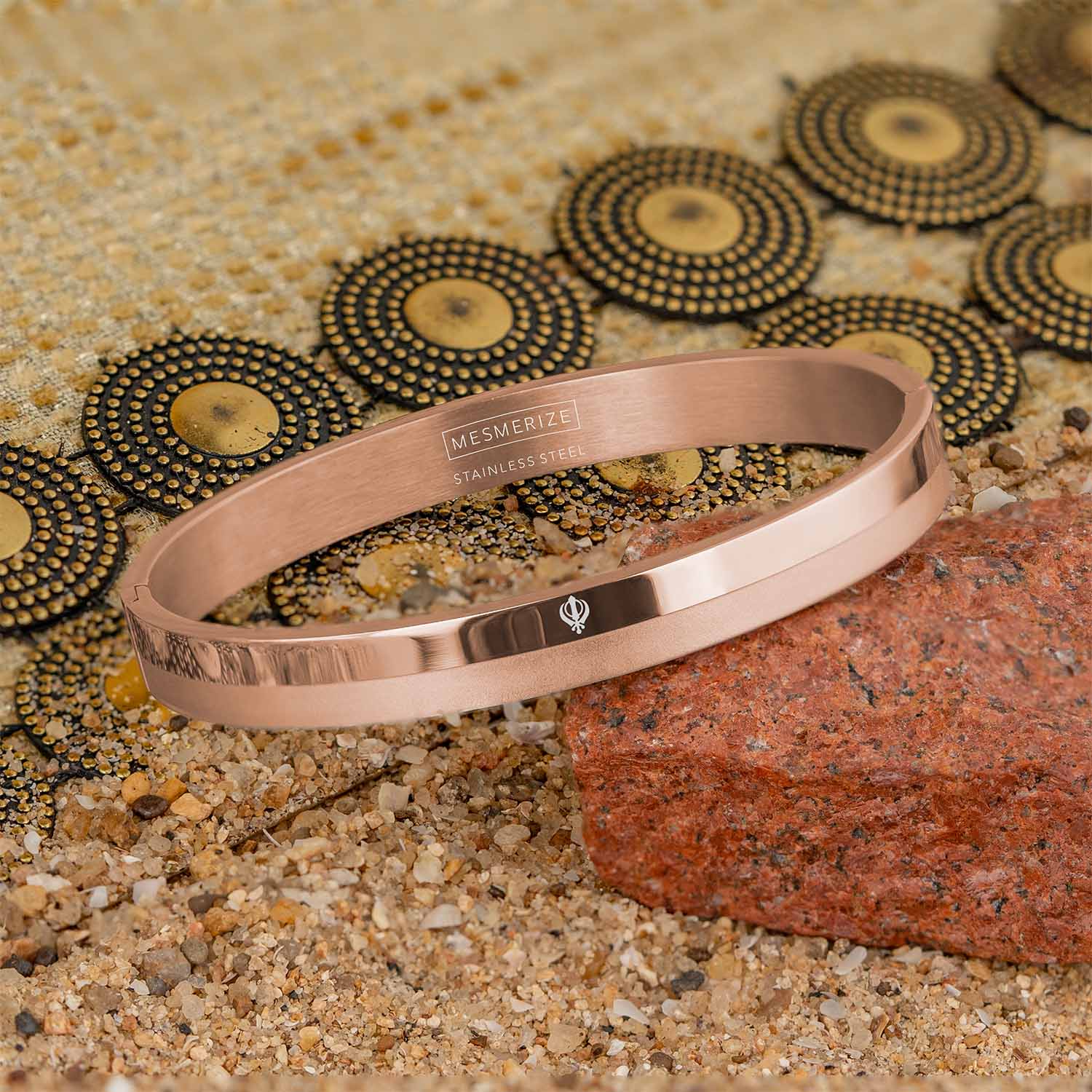 Khanda Dual Finish Kada Bracelet Rose Gold