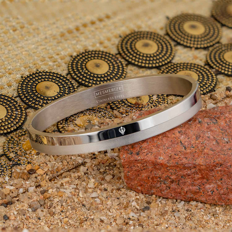Khanda Dual Finish Oval Kada Bracelet