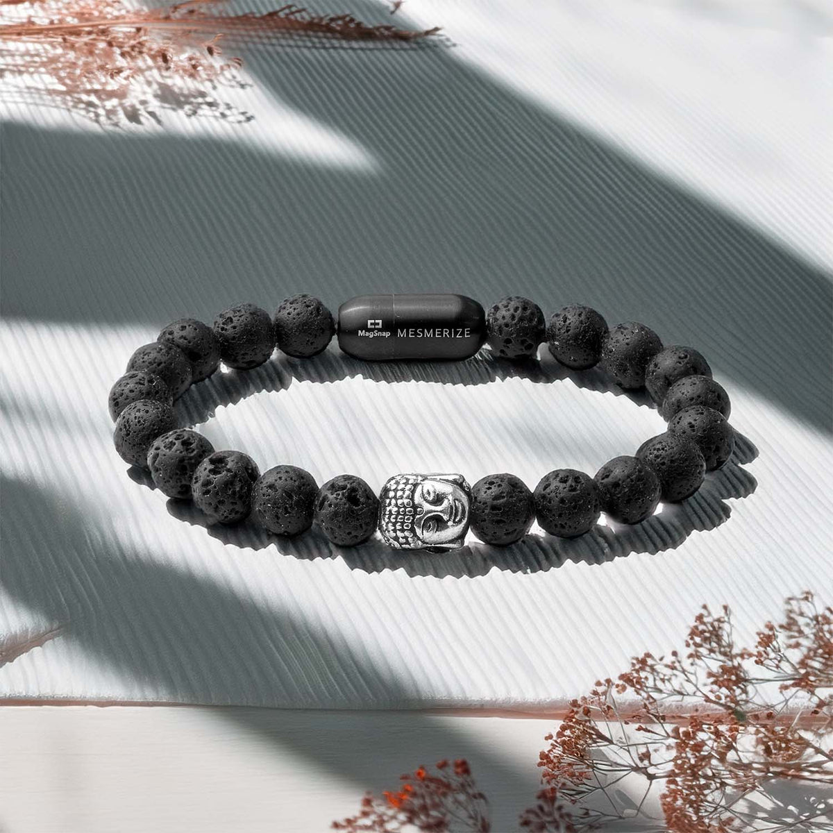 Lava Natural Stone Buddha Bracelet with MagSnap 2