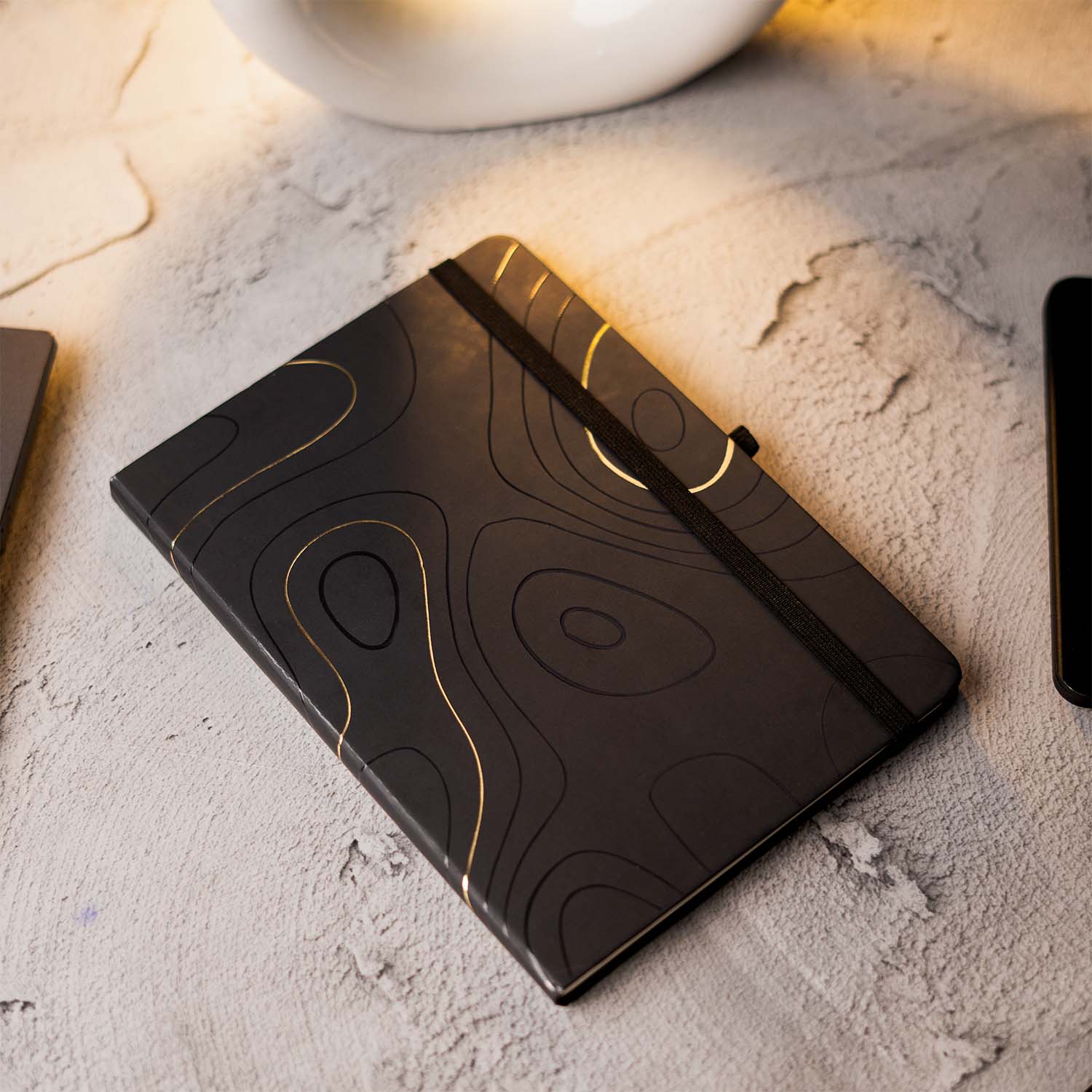Matte Black Notebook with Obsidian 2 in 1 MagSnap Roller Ball Pen with Stylus None