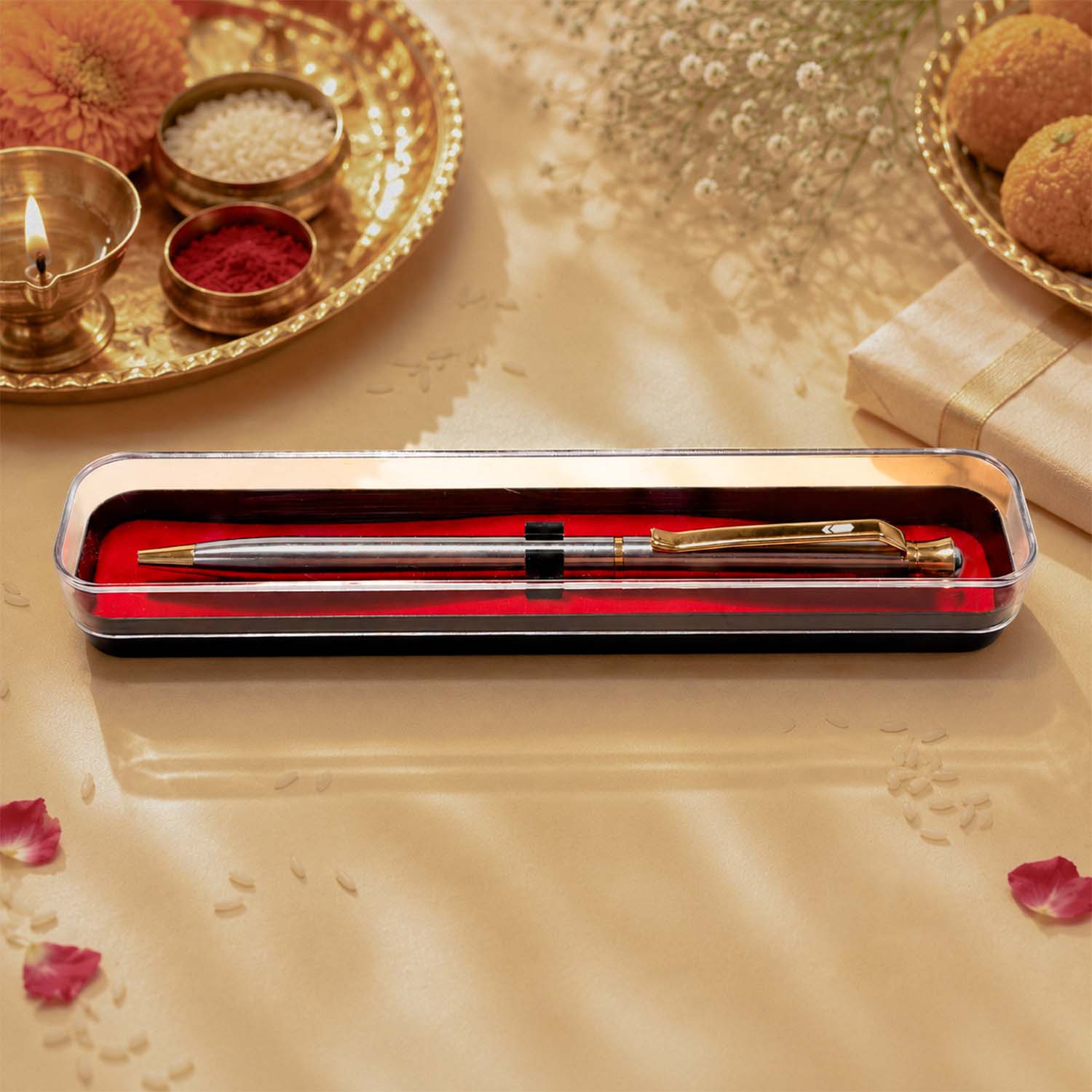 Shivji Pure Silver Plated Rakhi Hamper