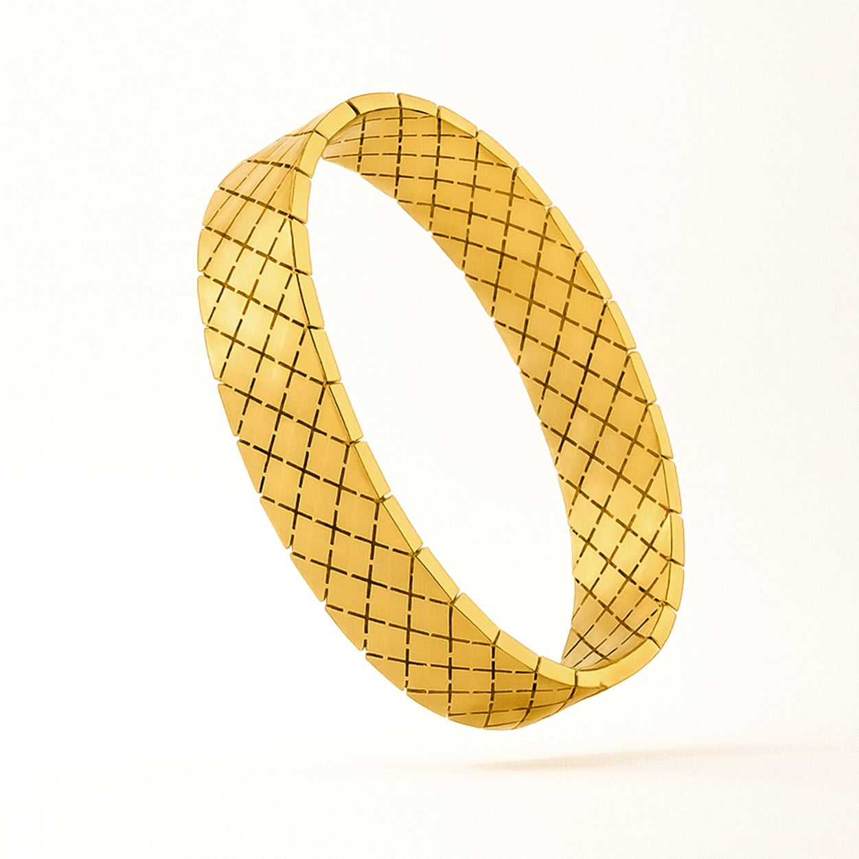 Nivara 18K Gold Quilt Statement Kada Bracelet