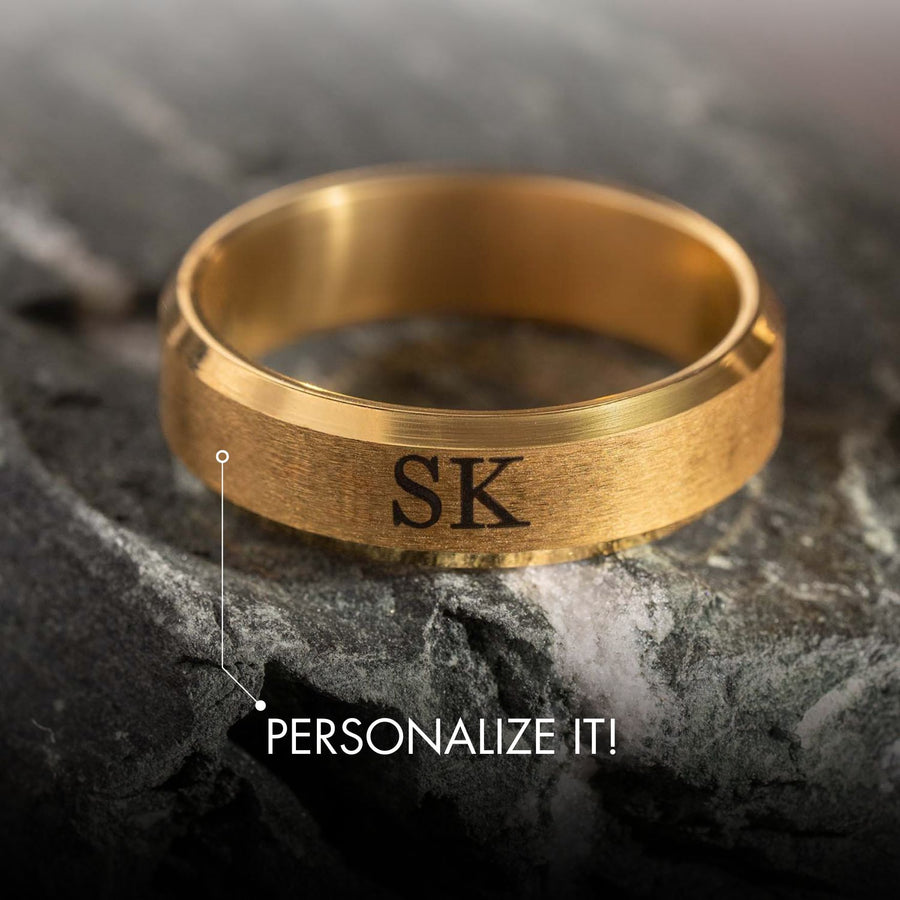Personalised Beveled Band Ring