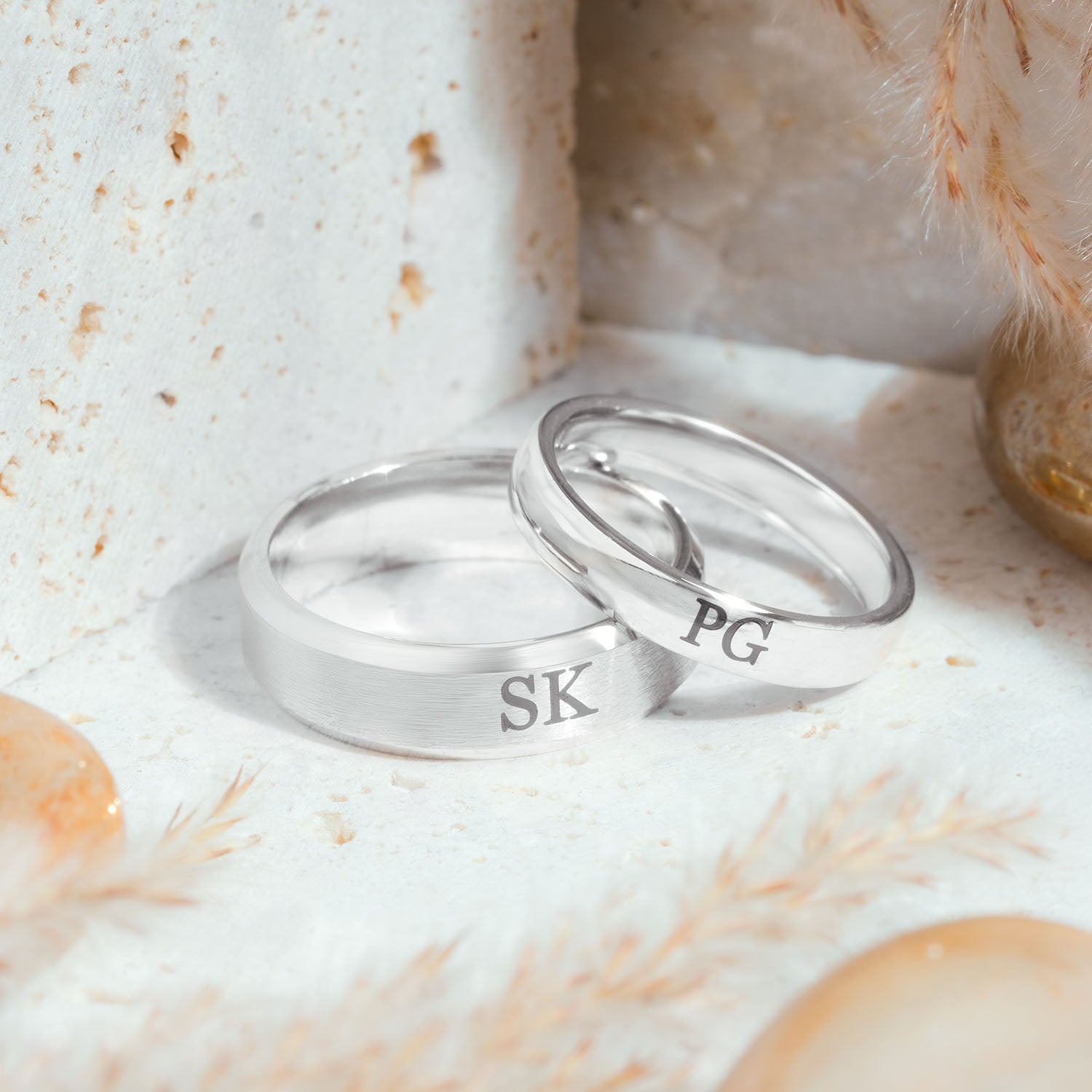 Personalised Silver Couple Ring