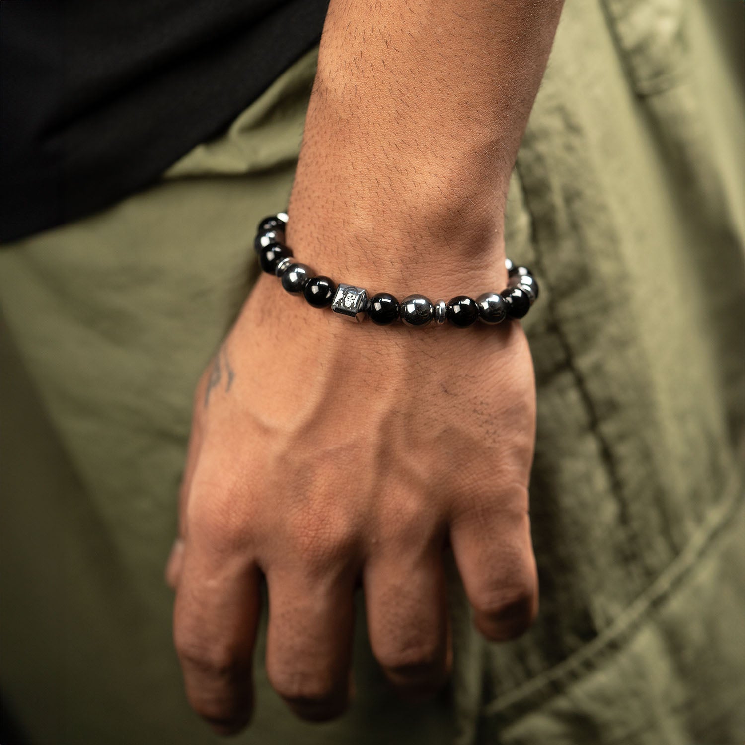 Power Hematite Hanuman Natural Stone Bracelet with MagSnap2