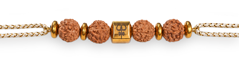 Power Shiv Trishul Rudraksha Natural Stone Rakhi