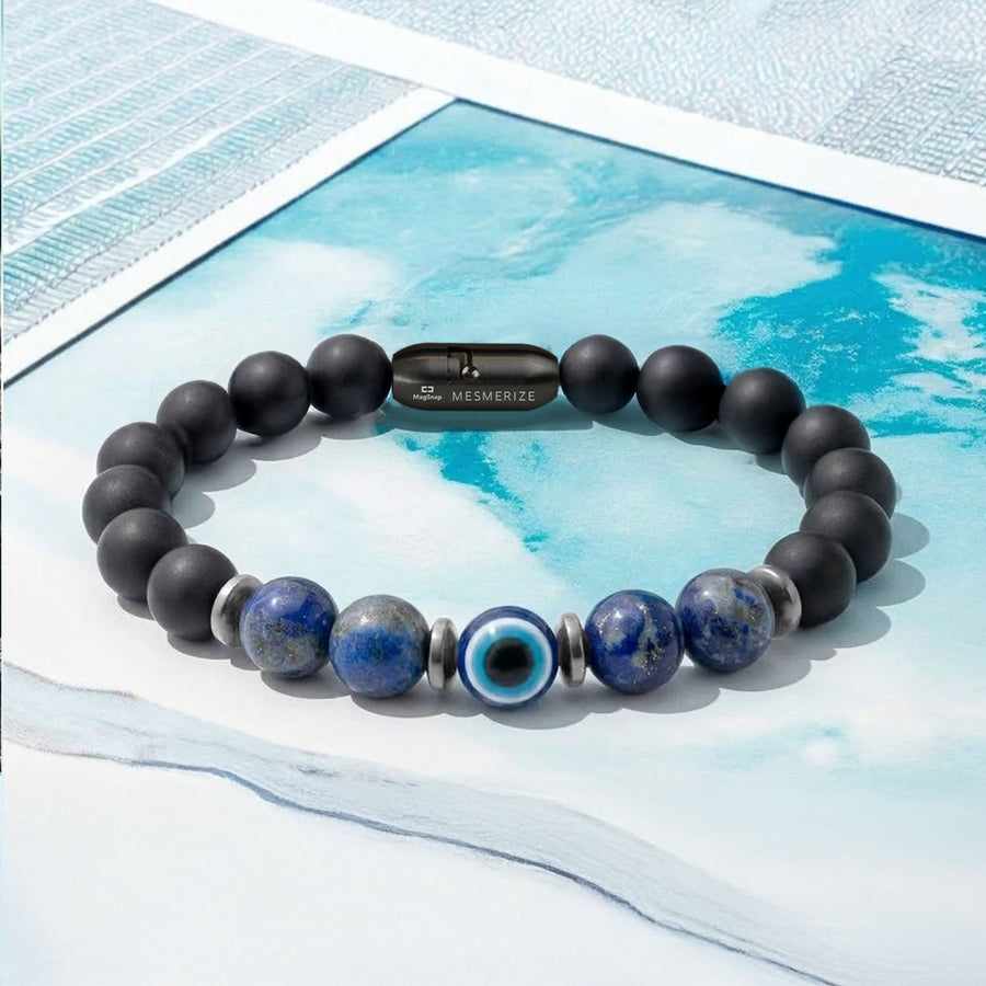 Protective Lapis Lazuli Evil Eye Natural Stone Bracelet with MagSnap 4