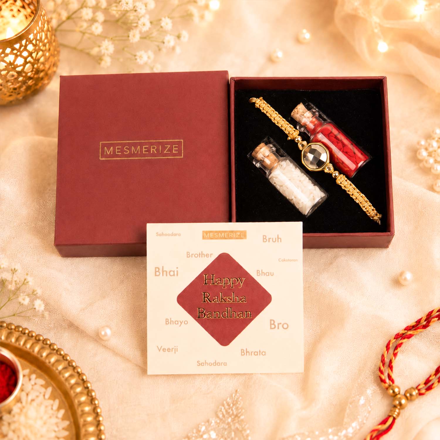Pyrite 11 Carat Stone Rakhi Hamper