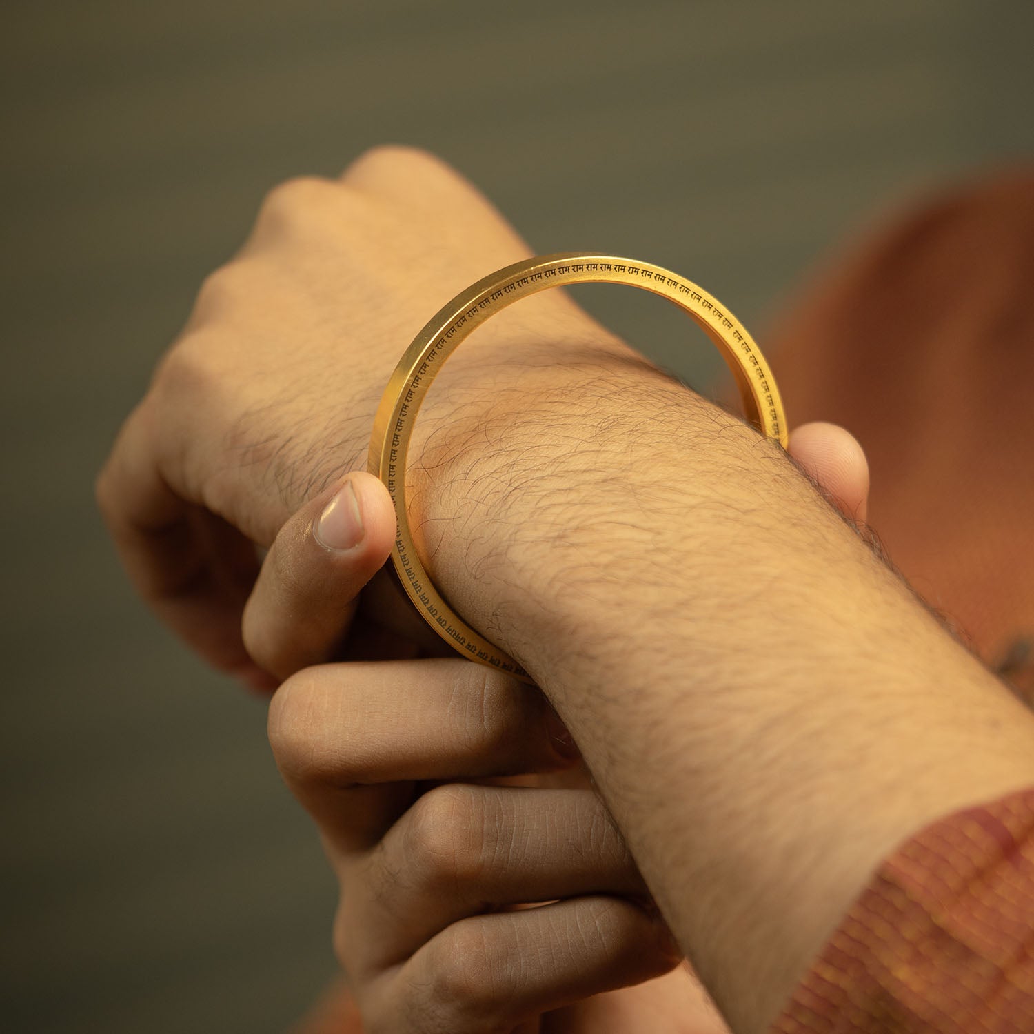 Ram MicroCarved Classic Round Kada Gold