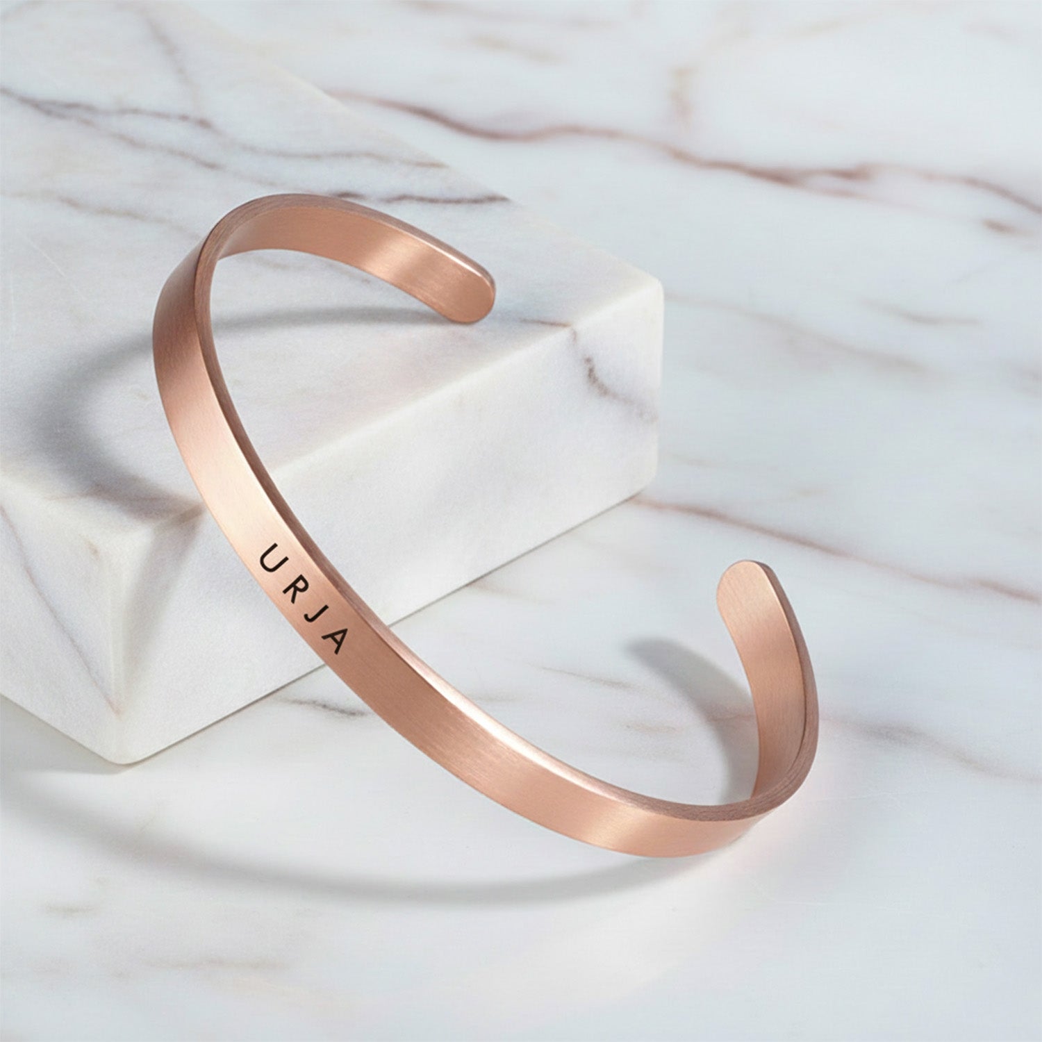 Matte Cuff Adjustable Bracelet Rose Gold Personalised