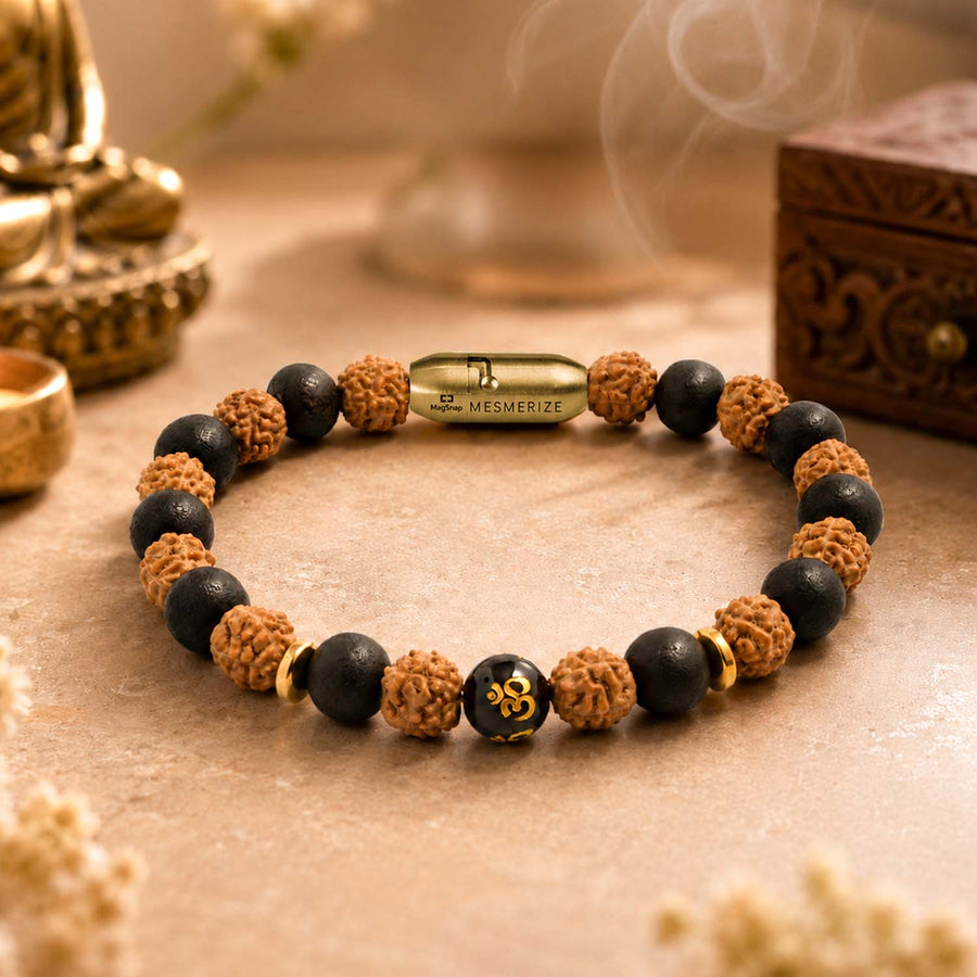 Karungali & Rudraksh Om Bracelet with Magsnap4